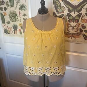 Old navy flowy yellow eyelet tank top